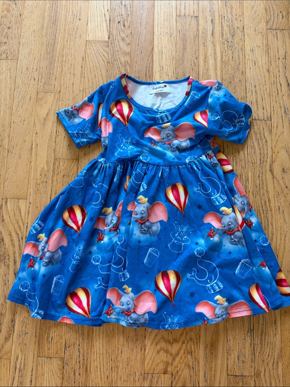 Girls' Blue Dumbo Print Twirl Dress